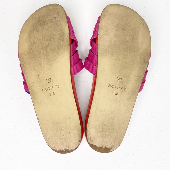 ❌SOLD❌ Rothy’s The Slide Criss Cross Knit Sandal in Cherry Red and Pink Size 7.5 - Picture 8 of 12